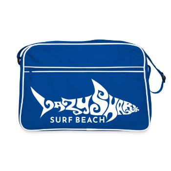 Hai Lazy Shark surf beach sixties Strand maritim - Retro Tasche - Blau/Weiß - Vorne