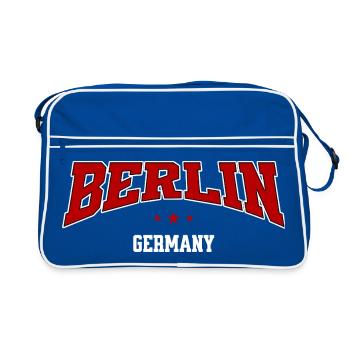 Berlin Germany College Style Stadt Souvenir - Retro Tasche - Blau/Weiß - Vorne