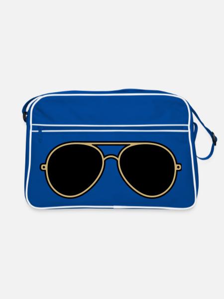 Lunettes Aviateur Iconiques Gold & Black - Sac Retro - bleu/blanc - Devant