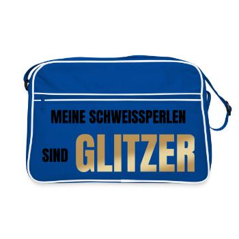 Meine Schweißperlen sind Glitzer - Retro Tasche - Blau/Weiß - Vorne