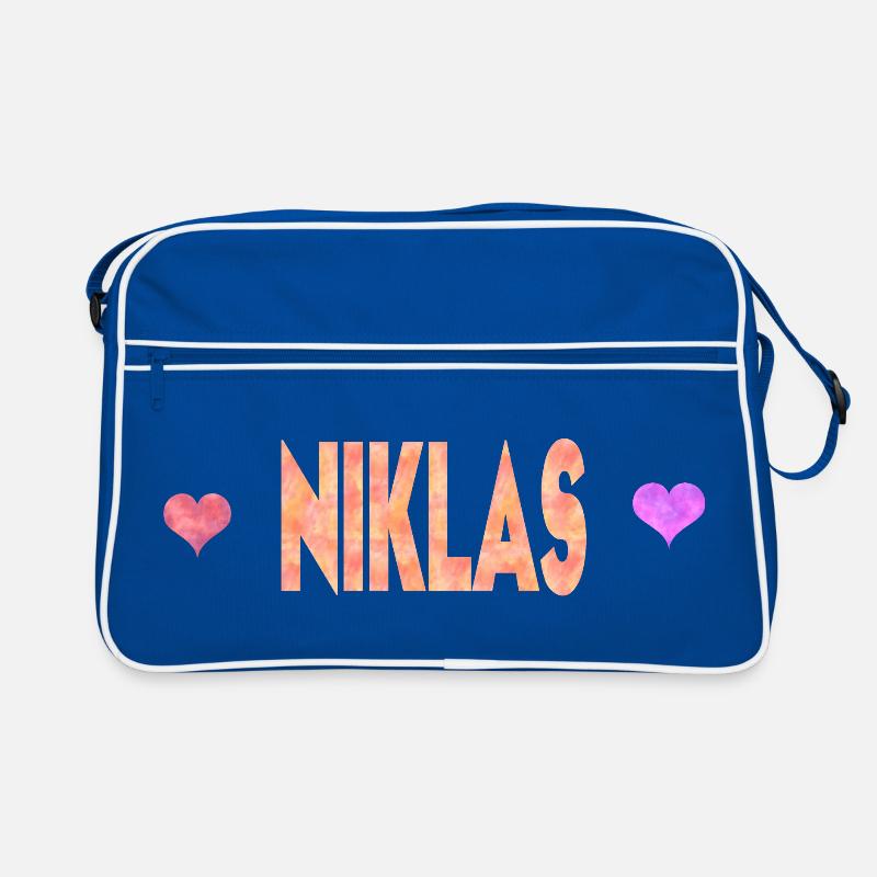 Niklas - Retro Tasche - Blau/Weiß