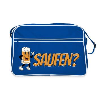 Bibine? - Conception de dessin animé de bière drôle - Sac Retro - bleu/blanc - Devant