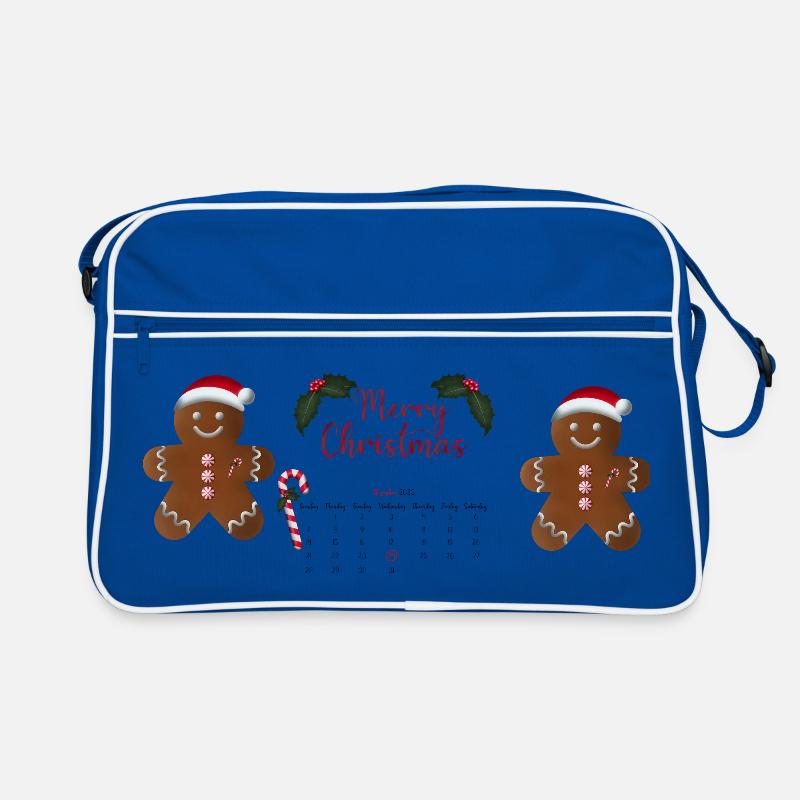 Merry Christmas Gingerbread Duo - Retro Tasche - Blau/Weiß