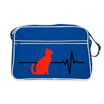 Les chats sont ma vie, mon cœur batt, mon amour des chats - Sac Retro - bleu/blanc - Devant