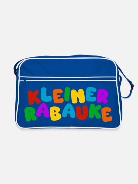 Kleiner Rabauke - bunte Typo - Retro Tasche - Blau/Weiß - Vorne
