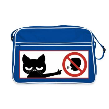 katze, hals Maul - Retro Tasche - Blau/Weiß - Vorne