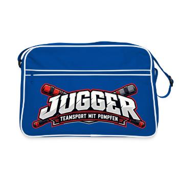 Jugger Teamlogo Banner RotSchwarz - Retro Tasche - Blau/Weiß - Vorne