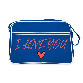 VALENTINSTAG. Junggesellinnenabschied. ICH LIEBE DICH. ICH LIEBE DICH. LIEBE - Retro Tasche - Blau/Weiß - Vorne