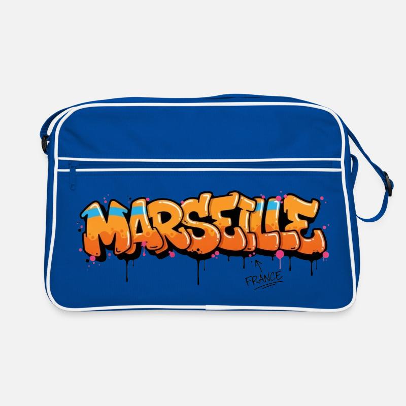 Graffiti Marseille lettering with splashes Retro Bag