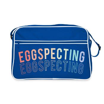 Werdende Mutter Ostern Gender Reveal - Retro Tasche - Blau/Weiß - Vorne