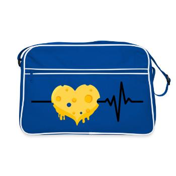 Le fromage, c’est ma vie, mon cœur, mon amoureux du fromage - Sac Retro - bleu/blanc - Devant