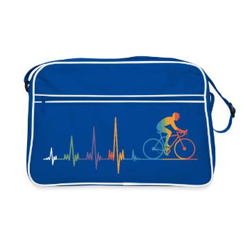 Cyclist Heartbeat ECG Colorful racing cyclist - Retro Bag - blue/white - Front