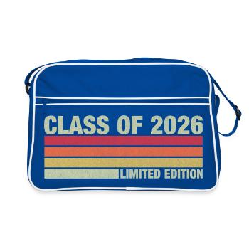 Class of 2026 - Schulabschluss - Retro Tasche - Blau/Weiß - Vorne
