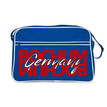 Bochum Germany Script Overlay - Retro Tasche - Blau/Weiß - Vorne