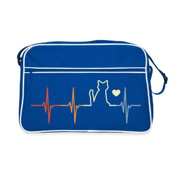 Mon cœur bat pour les chats - Sac Retro - bleu/blanc - Devant