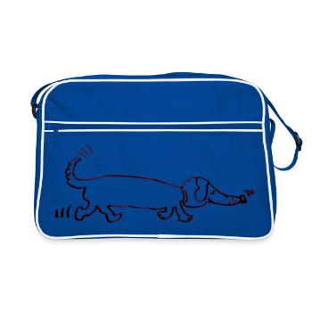 funny dachshund, dachshund, dog, dachshund - Retro Bag - blue/white - Front