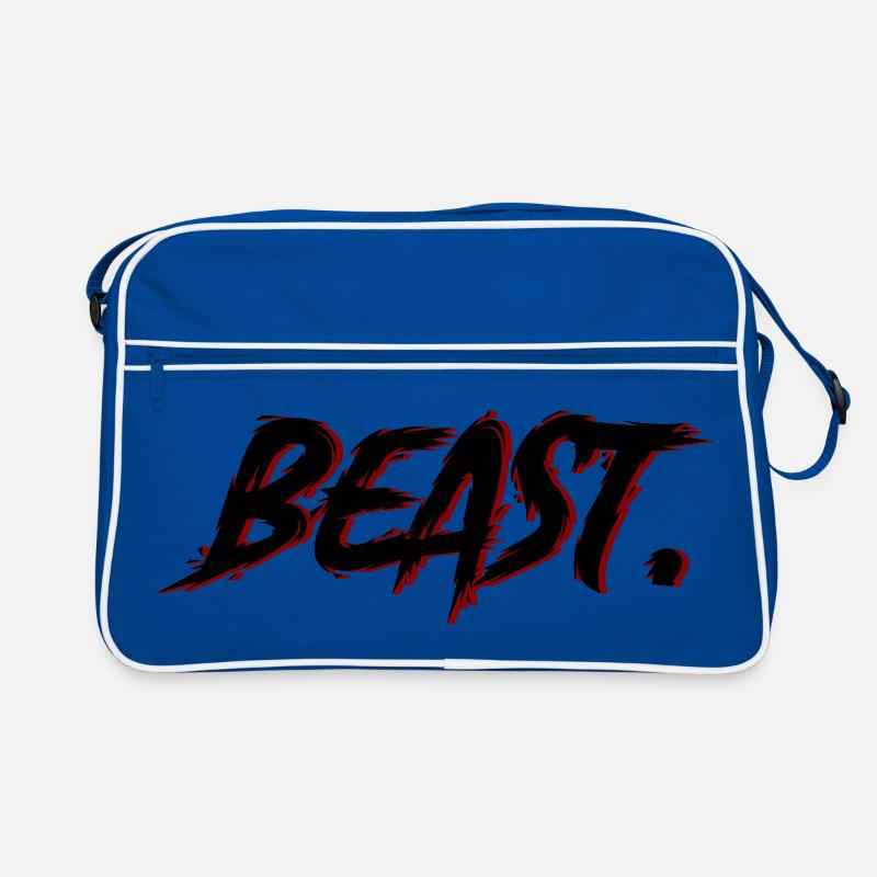 Beast Brushstroke Rot auf Schwarz - Retro Tasche - Blau/Weiß