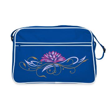 Filigree lotus with ornaments - Retro Bag - blue/white - Front