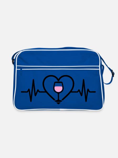 Wine Wine Glass Heart Rosé Wine - Retro Bag - blue/white - Front