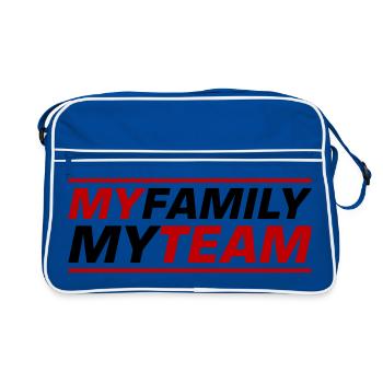 Mon équipe familiale dit - Sac Retro - bleu/blanc - Devant