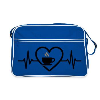 Coffee Heart Cup Hot Drink Break - Retro Bag - blue/white - Front