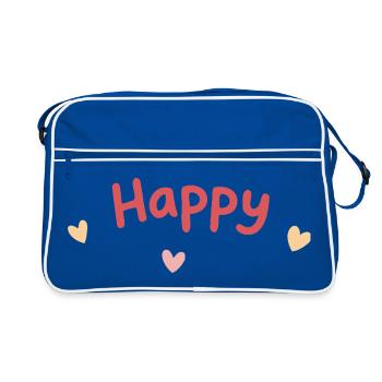 Happy Hearts Typo Print - Sac Retro - bleu/blanc - Devant