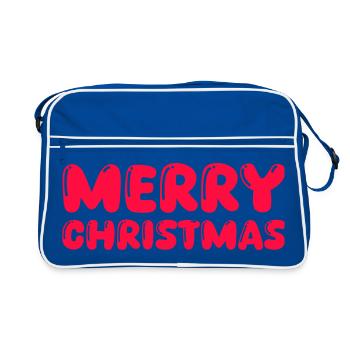 Frohe Weihnachten Bubblige Schrift - Retro Tasche - Blau/Weiß - Vorne