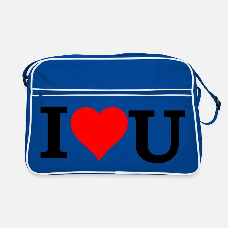 Rotes Herz auf Schwarz Retro Tasche