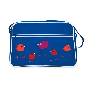 Colorful Bird Troop Cartoon Design - Retro Bag - blue/white - Front