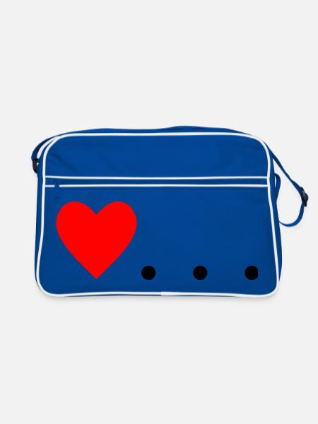 Cœur à trois points – Conception de symboles - Sac Retro - bleu/blanc - Devant