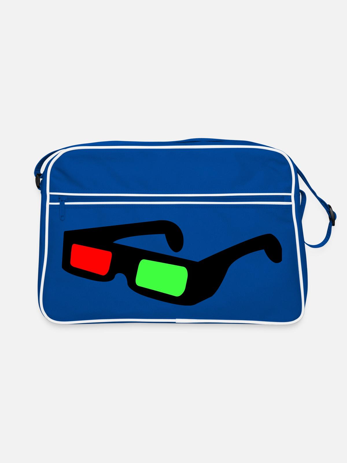 Neon Blocks in Night Contrast - Retro Bag - blue/white - Front