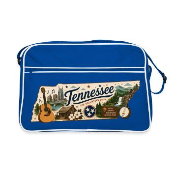 Autocollant vintage des Great Smoky Mountains du Tennessee - Sac Retro - bleu/blanc - Devant