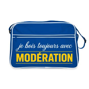 Je Bois Toujours Avec MODÉRATION - Sac Retro - bleu/blanc - Devant
