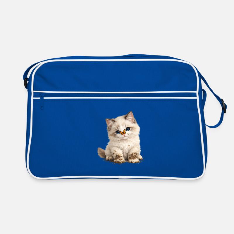 Kleines süßes Kätzchen mit Schlammpfoten Retro Tasche