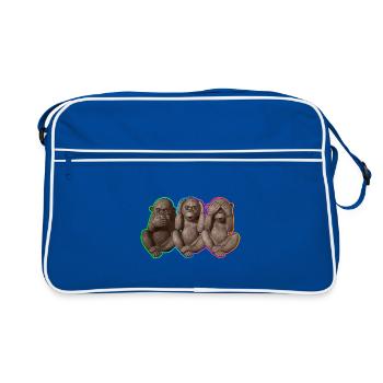 Trois singes sages | 3 singes sages - Sac Retro - bleu/blanc - Devant