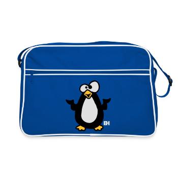 Penguin Three Color Design - Retro Bag - blue/white - Front