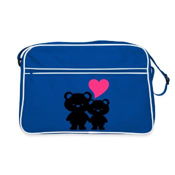 nounours dans l'amour - l'amour teddys / nounours - Sac Retro - bleu/blanc - Devant
