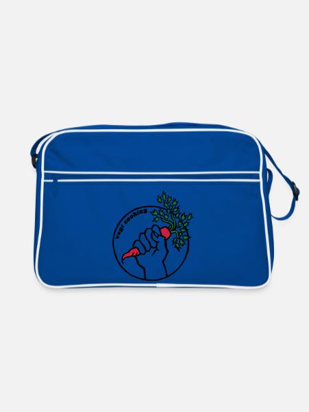 Vegan - Retro Tasche - Blau/Weiß - Vorne
