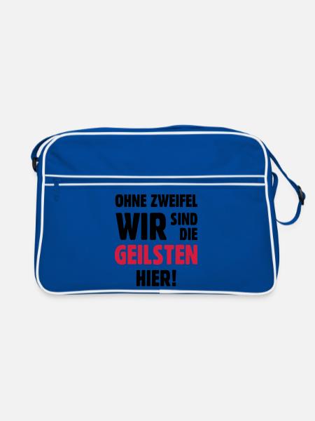 geil Geilsten Party witzig Bier lustig T-Shirt - Retro Tasche - Blau/Weiß - Vorne