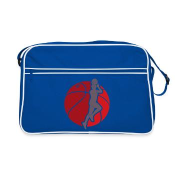 Basketball - Basketballer beim Wurf - Retro Tasche - Blau/Weiß - Vorne