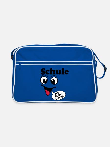 Abschluß , Schule ich habe fertig (25) - Retro Tasche - Blau/Weiß - Vorne