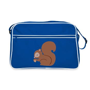 Eichhörnchen mit Eichel süß - Retro Tasche - Blau/Weiß - Vorne