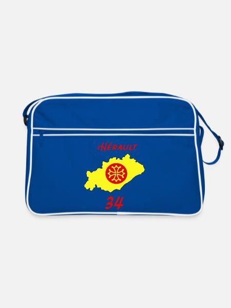 Hérault - Retro Tasche - Blau/Weiß - Vorne