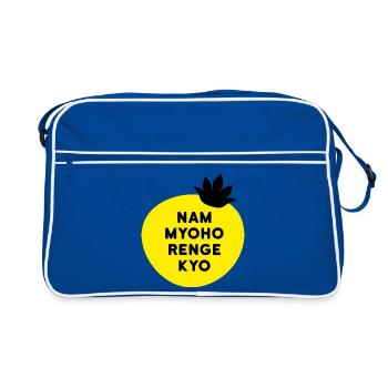 Nam Myoho Renge Bouddha Mantra Lotus Dicton - Sac Retro - bleu/blanc - Devant