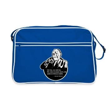 Zitat Konrad Adenauer: Ich bin wie ich bin - Retro Tasche - Blau/Weiß - Vorne