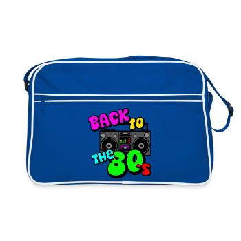80er Party , Back to the 80 s (25) - Retro Tasche - Blau/Weiß - Vorne