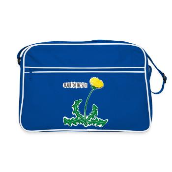 Illustration de pissenlit vive avec 🌞 motivation ! - Sac Retro - bleu/blanc - Devant