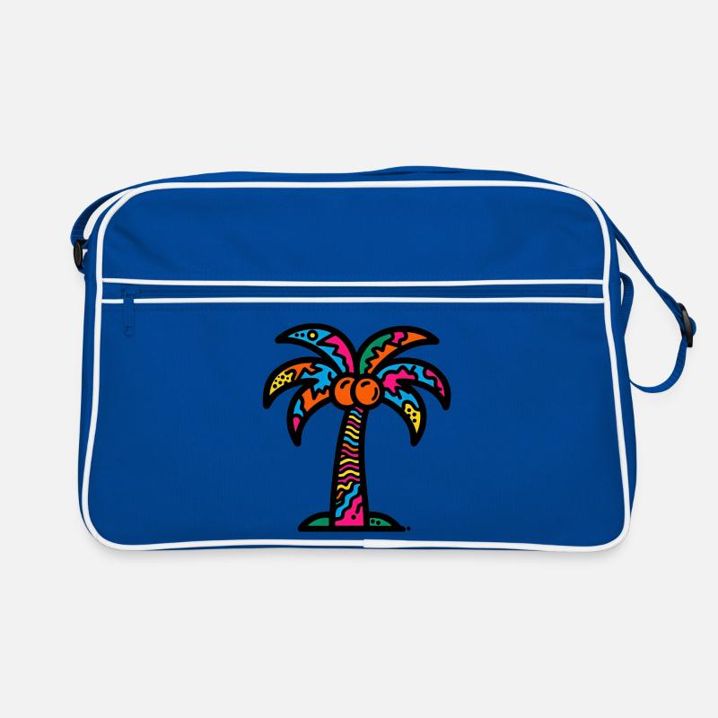 Palme - Retro Tasche - Blau/Weiß