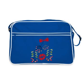 Kiss Under the Mistletoe, Christmas - Retro Bag - blue/white - Front
