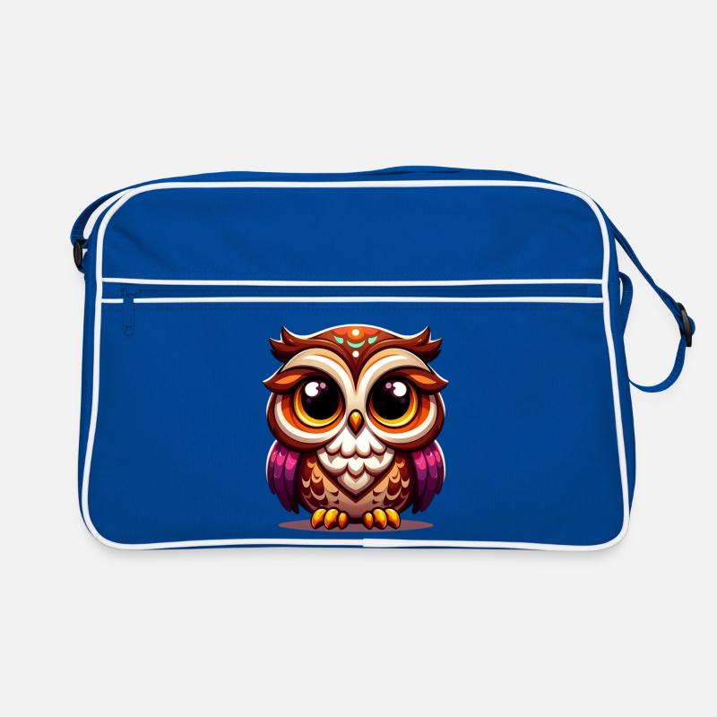 Eule - Retro Tasche - Blau/Weiß